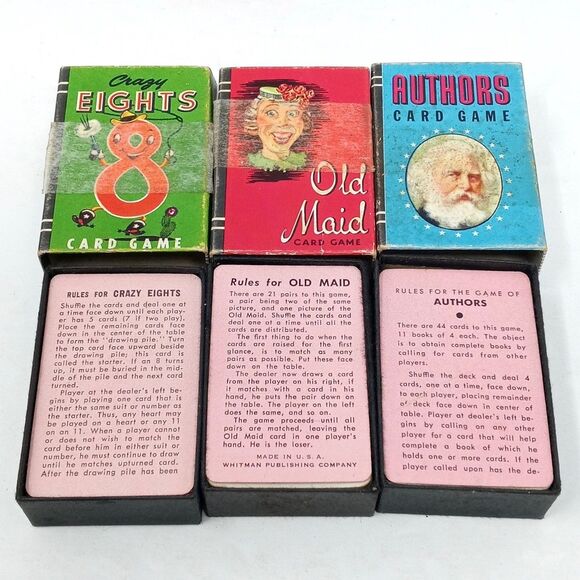 Vintage Whitman Treasure Kit Set of 6 Miniature Card Games Rummy Crazy Eights - Picture 8 of 13
